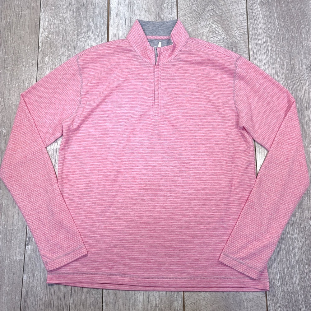 Johnnie-O Quarter Zip Pullover Mens Large Pink Heathered Performance Long Sleeve